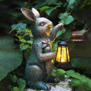 Solar Garden Statues -Rabbit Lantern Outdoor Handmade Resin Statue with LED Light, Cute Carrot Holder for Patio, Yard, Gift Ideas (rabbit2) by CozyNest Decor
