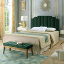 24KF Jade Velvet Tufted Queen Upholstered Headboard, Modern Vertical Channel Design California Queen/Full Headboard with Stepped Silhouette Top Edge,Jade by CozyNest Decor