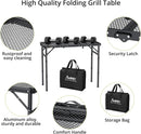 Folding Grill Table, Aluminum Camping Table Adjustable Height Max 27.5" Picnic Table Outdoor Table, Lightweight, Portable Handle for Travel Cooking BBQ Picnic, 35" x 16", Black by GreenHaven Gardens
