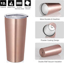 VEGOND 20oz Tumbler Bulk with Lid and Straw 6 Pack, Stainless Steel Vacuum Insulated Tumbler, Double Wall Coffee Cup Travel Mug, Rose Gold by TinyTreasures Baby Boutique