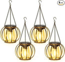 KOOPER Solar Lanterns Outdoor Waterproof, 4 Pack Upgraded Bronze Metal Hanging Solar Lights Outdoor Lanterns, Brighter Auto On/Off Outdoor Hanging Lantern for Yard Patio Pathway Porch Garden Decor by CozyNest Decor