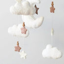 Cloud Moon Crib Mobile Cloud Baby Mobile for Crib Neutral Boho Clouds and Stars Moon Mobile Boucle Mobile, coffee 3 by CozyNest Decor