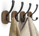 Wall Hooks for Hanging Coats - 4 Pack Coat Hooks Wall Mounted, Wood Coat Hooks for Wall, Bussdis Single Metal Hooks for Hanging Hats, Keys, Towel, Robe, Purse, Jackets, Decorative Livingroom, Bathroom by CozyNest Decor