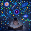 Spakon 495 Pcs Glow in The Dark Moons and Stars Wall Decals for Ceiling,Glowing Planets Wall Stickers Removable Galaxy Solar System Space Decal Nursery Stickers for Kids Bedroom Living Room Decor by CozyNest Decor