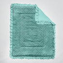 Tufted Ruffle Crib Bedding Set 3 Pieces Baby Girls Boys Boho Quilted Comforter with Fitted Sheet and Bed Skirt - Cute Ruffled Shabby Chic Baby Bedding Soft Blanket Design Teal Blue by TinyTreasures Baby Boutique