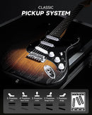 DONNER DST-80 Electric Guitar 39” Beginner Electric Guitar Kit with Amp, Classic SSS Pickup Complete with Gig Bag, Tuner, Capo, Strap, Picks, and Free Online Lessons, Red Tea Burst by TinyTreasures Baby Boutique