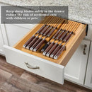 Bamboo Kitchen Drawer Knife Holder, In-drawer Knife Block, Knife Drawer Organizer fit for 16 knives and 1 steel sharpening by CozyNest Decor