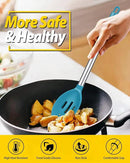 Pack of 2 Large Silicone Cooking Spoons,Non Stick Solid Basting Spoon,Heat-Resistant Kitchen Utensils for Mixing,Serving,Draining,Stirring (BLUE) by CozyNest Decor