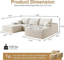 108" Sectional Couches for Living Room Modern Modular Sofa with L-Shape Couchs Upholstered Boneless Couch Deep Seat Sectional Couch with Chaise (White, Right Facing Chaise+2Seaters+1Ottoman) by CozyNest Decor