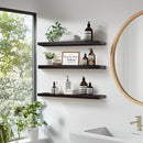 Floating Wall Shelves 3-Pack - 24-Inch Rustic Black Wooden Shelves for Storage and Décor, Easy Installation for Living Room, Bedroom, and Kitchen by CozyNest Decor