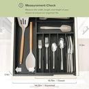 Premium Silverware, Flatware and Utensil Organizer for Kitchen Drawers, Food-Safe Contract Grade, Expandable from 10.5 to 19 In, Black Bamboo by CozyNest Decor