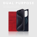 D7 Italian Wax Leather Wallet Case for iPhone 15 Pro - [2-in-1] Handcrafted Detachable Diary Style with Magnetic MagSafe Back Cover, Gift Box Included (Red) by TinyTreasures Baby Boutique