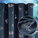Vangao Kids Curtains for Boys Bedroom Kids Blackout Curtains 84 Inch Length Ocean Aquarium Nursery Drapes for Girls Bedroom Silver Sea Animals Print Thermal Insulated Drapes, Navy Blue 2 Panels by TinyTreasures Baby Boutique
