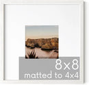 HAUS AND HUES Solid Oak 8"x8" Picture Frame Matted to 4"x4" - 8x8 Square White Picture Frames, Square Picture Frame Wood, 8 x 8 Picture Frames with Mat, White Poster Frames with Matting by CozyNest Decor