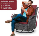 5 Pieces Patio Furniture Sets Wicker Outdoor Furniture, Rattan Patio Swivel Glider Chairs with 2 Ottoman and Glass Side Table by GreenHaven Gardens
