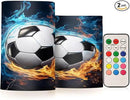Flickering Flameless Candles, Soccer Ball LED Candles with Remote Timer, Set of 2 Battery Operated Candle for Valentine Wedding Birthday by GreenHaven Gardens
