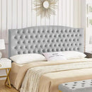 24KF Upholstered Tufted Button Velvet Headboard,Comfortable Fashional Headboard King/CA King Size,Gray by CozyNest Decor