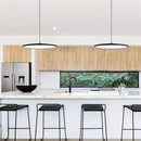 MADEM Modern LED Pendant Light 23.6'' Disc Chandelier Hanging Lighting Fixture with Acrylic Shape Dimmable Office Chandelier 6000K for Office Room Football Bedroom Decor Kitchen Island, Black by CozyNest Decor