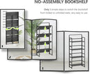 4NM No Assembly Foldable Bookshelf, 4-Shelf Collapsible Bookcase Storage for Small Spaces, 54" H, All Black by CozyNest Decor