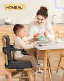 HOMEAL Booster Seat for Kitchen Chair, Breathable Toddler Booster Seat for Dining Table with Backrest and Adjustable Straps, Portable Travel Toddler Booster Seat, Dark Grey by TinyTreasures Baby Boutique
