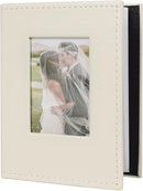 RECUTMS 100 4x6 Small Photo Album with Front Window, Premium Leather Cover Hold 100 Vertical Photos for Family Wedding Baby Children (Beige) by TinyTreasures Baby Boutique