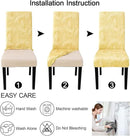 JQinHome Pattern Chair Covers for Dining Room Set of 6, High Stretch Removable Washable Parsons Chair Slipcover for Home Party Hotel Wedding Ceremony (Quicksand Beige,6PCS) by CozyNest Decor