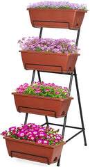 Tuenort Vertical Raised Garden Bed 4 Tiers Planter Box Freestanding Garden Planter with 4 Container Boxes for Growing Vegetables Herbs Flowers on Patio Balcony Red by GreenHaven Gardens
