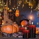 Wondise Halloween Flameless Candles with 6H Timer, Battery Operated Dripping Real Wax Black LED Pillar Candles 3D Wick Flickering Spooky Halloween Indoor Decoration (3 Pack, 3 x 4,5,6 Inches) by CozyNest Decor