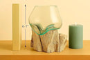OMA Molten Glass on Driftwood – Hand Blown Vase, Terrarium, or Planter for Coastal & Boho Home Décor Centerpieces (6" - 7" High) by CozyNest Decor