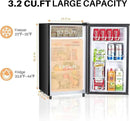 Upgraded Mini Fridge with Freezer 3.2 Cu.Ft Compact Dorm Refrigerator Small Cooler for Bedroom Office, Single Door Adjustable Thermostat Low Noise, 17.5" D x 17.7" W x 31.5" H, Black by CozyNest Decor