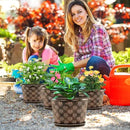 12 Inch Planter Pots for Plants, Plastic Large Flower Pots Indoor Outdoor, 4 Pack Resin Plant Pot with Drainage & Saucer, Retro Decorative Garden Pot with Removable Trays for House by CozyNest Decor