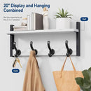 Tatub 20" Rustic Coat Rack Wall Mount with Shelf, Wall Hooks with Shelf, Heavy Duty Entryway Organizer Hangers for Hanging, Hat, Bag, Jacket for Bathroom, Living Room, Bedroom, White by CozyNest Decor