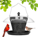 Veehoo Bird Feeders for Outdoors Hanging-Cardinal Bird Feeder with Weatherproof Dome, Wild Meta Finch Feeder for Outside 2.5 lbs Sunflower Seed Capacity, Black by CozyNest Decor