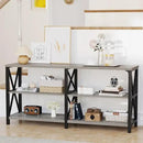 LVB Industrial Entryway Table, Farmhouse Rustic Console Table Behind Couch, Long Metal Wooden Sofa Table with Storage Shelf, Modern Foyer Hallway for Living Room Bedroom, Light Grey Oak, 63 in by CozyNest Decor