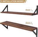 Heimlove Floating Shelves for Wall, 24 Inch Long Wood Floating Shelves Set of 3, Wall Mounted Hanging Shelf for Bathroom Bedroom Kitchen, Walnut by CozyNest Decor
