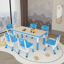 Kids Study Table and 6 Chairs Set,Height Adjustable Table and Chairs for Children and Toddlers,47.2"X23.6"Graffiti Desktop,Suitable for Daycare,Classrooms, Home by CozyNest Decor