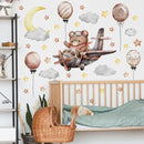 Runtoo Baby Bear Flying Plane Wall Decal Moon and Stars Sweet Dream Animal Wall Stickers Baby Nursery Kids Bedroom Home Decor by TinyTreasures Baby Boutique