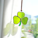 Handmade Stained Glass Shamrock Sun Catcher Window Hanging Irish Suncatcher St. Patrick's Day Decor for Home Green Clover Flower Stained Glass Window Panels for Window 3inch