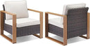 Outdoor Wicker Patio Furniture Set - 5 Piece Patio Conversation Set with 2 Wicker Armrest Chairs,2 Rattan Ottoman and 1 Couch,Sturdy Frame,Thick Cushions,Deep Seating(Brown/Beige) by CozyNest Decor