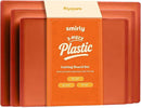 SMIRLY Plastic Cutting Board Set 3 Pieces, Non-Slip Dishwasher Safe Chopping Boards for Kitchen, Orange by CozyNest Decor