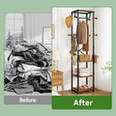 IBUYKE Coat Rack with Shelves, Freestanding Hall Tree with 3 Shelves and 8 Hooks, Industrial Clothes Stand for Entryway, Hallway, Bedroom, Rustic Brown UTMJ088H by CozyNest Decor