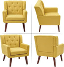 Accent Chair Button-Tufted Upholstered Living Room Chairs Comfy Reading Chair Mid Century Modern Chair with Linen Fabric Lounge Arm Chairs for Living Room Bedroom (Yellow) by CozyNest Decor