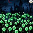 VOTTGO Halloween Solar Lights Outdoor, 8 Pack 48LED Scary Solar Eyeball Pathway Lights, 2 Modes Waterproof Swaying Solar Firefly Lights for Garden Yard Pathway Halloween Decorations, Green by CozyNest Decor