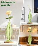 Nacome Fish Vase Glass Plant Terrarium with Wooden Stand,Plant Propagation Station for Home Office Hydroponics Desk Decoration,Unique Gardening Gifts for Plant Lovers Women Mom(Green) by CozyNest Decor
