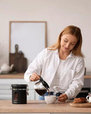 Veken Coffee Canister with Window, Airtight Stainless Steel Kitchen Food Storage Container with Lids, Date Tracker and Scoop for Grounds Coffee, Beans, Tea, Flour, Cereal, Sugar Jars, 16OZ, Black by CozyNest Decor