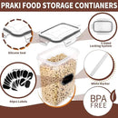 PRAKI Airtight Food Storage Containers Set with Lids - 24 PCS, BPA Free Kitchen and Pantry Organization, Plastic Leak-proof Canisters for Cereal Flour & Sugar - Labels & Marker(Grey) by CozyNest Decor