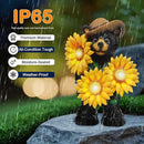 Bear Statue with Sunflowers LED Light 7.2" Solar Lamp Outdoor Garden Patio Yard Porch Lawn Decor Waterproof Resin Black Bear Figurine Unique Garden Gifts for Women Mom Grandma Sister by GreenHaven Gardens