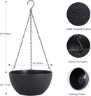 10 inch Hanging Planters for Indoor Outdoor Plants, 2 Pack Hanging Flower Pots with Drainage Holes and Chain for Garden Porch Plants, Round Plastic Hanging Baskets for House Plants, Black by CozyNest Decor
