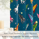 Pixel Rocket Kids Blackout Curtains - 100% Blackout, Thermal Insulated, Noise Reducing, Perfect for Kids Room and Nursery, 2 Panels (Pixel Rocket Fleet, W52×L84) by TinyTreasures Baby Boutique