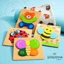 MAGIFIRE Toddler Wooden Puzzle Set - 4-Pack 5.7 x 5.7 Inch Multicolor Wood - Chunky Pieces for Small Hands & Portable Storage Bag - Toddler Puzzles Ages 3-5 by TinyTreasures Baby Boutique